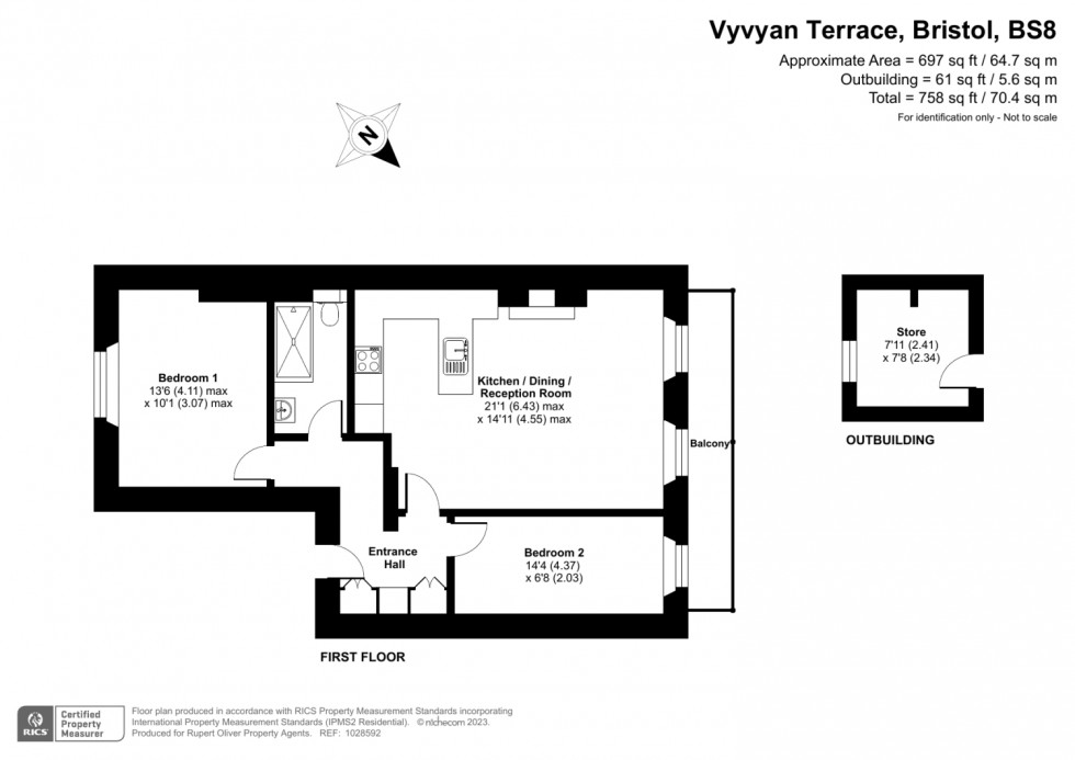 Floorplan for Vyvyan Terrace, Clifton, Bristol, BS8